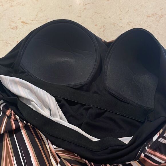 NWT Meet.Curve swimsuit brown striped one piece SZ 2XL - Picture 6 of 8